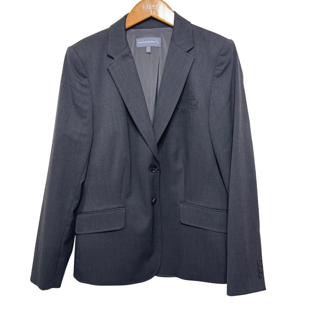 American Airlines by Twinhill Wool Blazer Womens 14 Dark Charcoal NEW